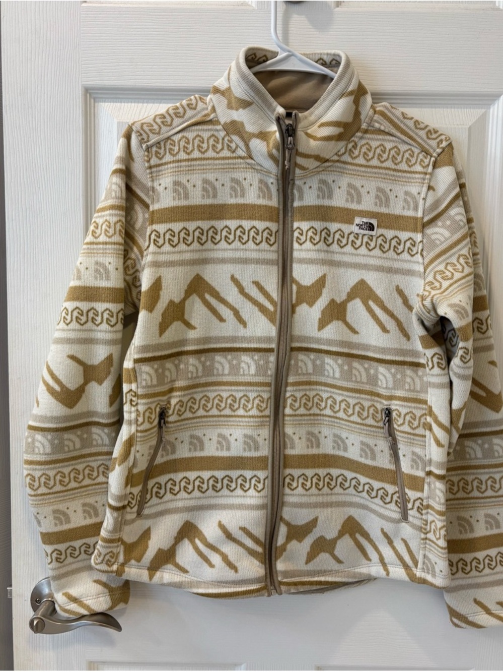 The North Face Cream & Brown Logo Fleece - Women's M